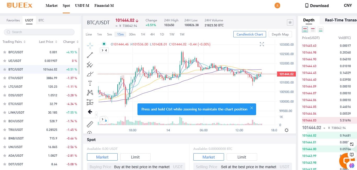 ueex trading dashboard