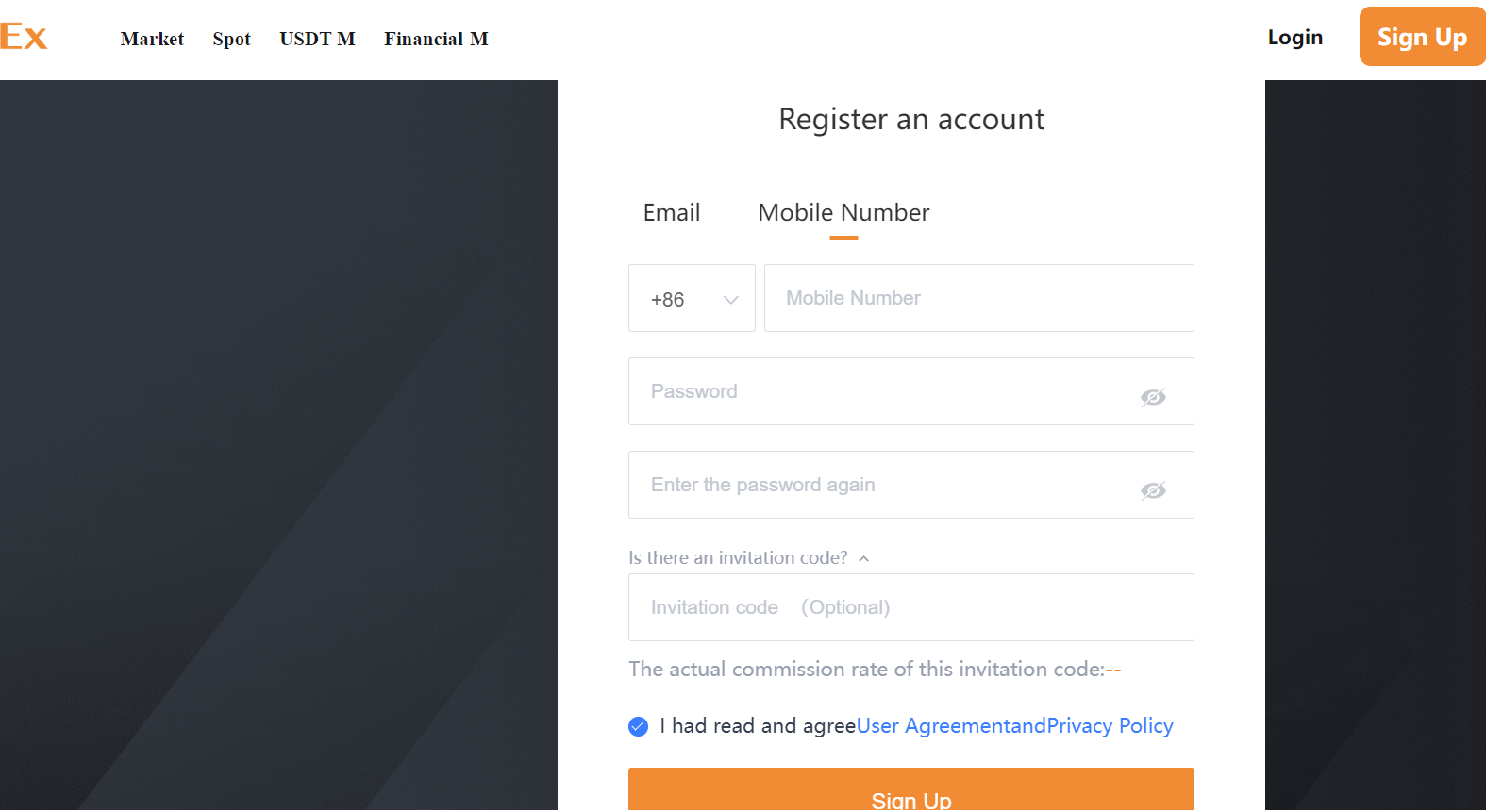 how to register an account on ueex