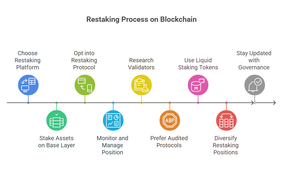 Restaking process on blockchain