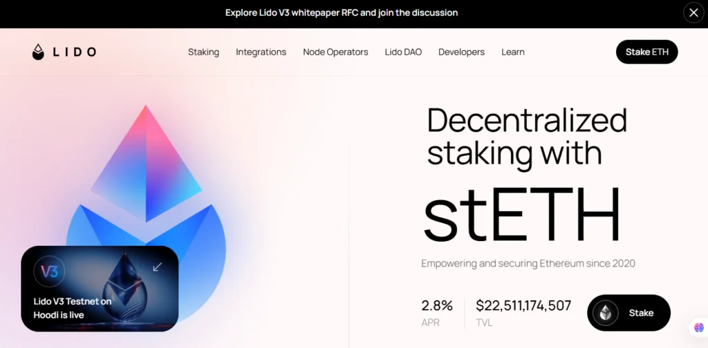 Lido Finance homepage
