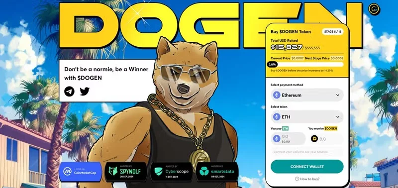 Dogen image depicting how to buy and store Dogen Crypto