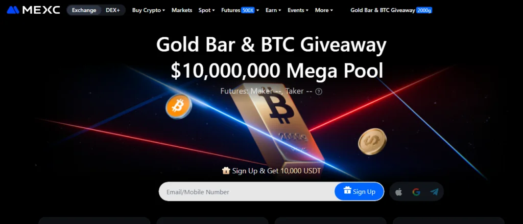 MEXC homepage 