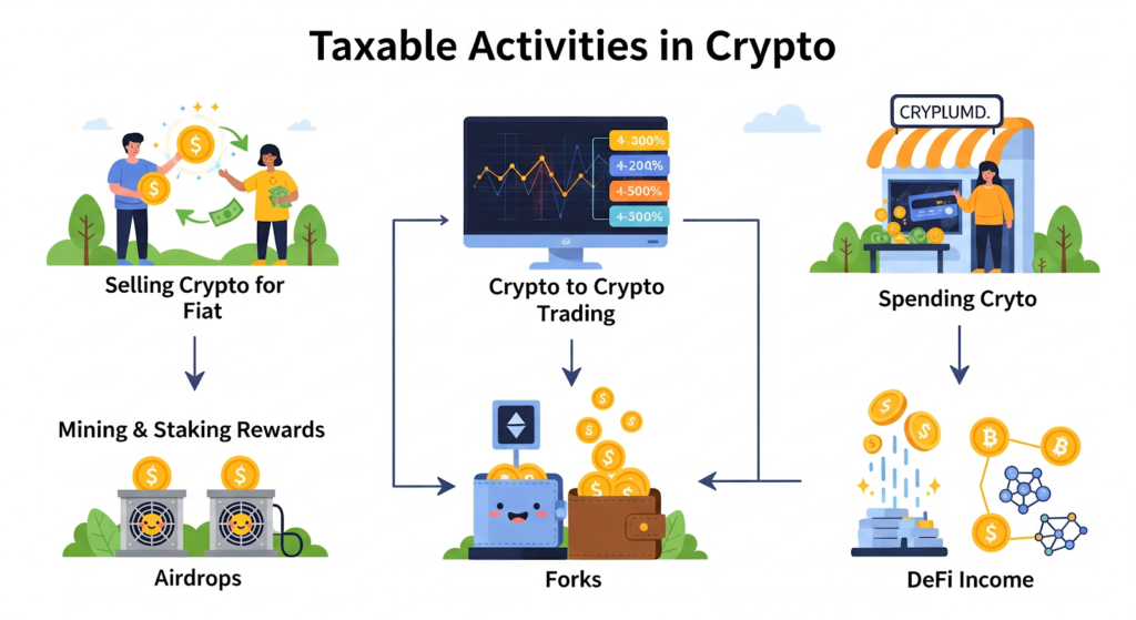 Image showing some taxable activities in crypto 
