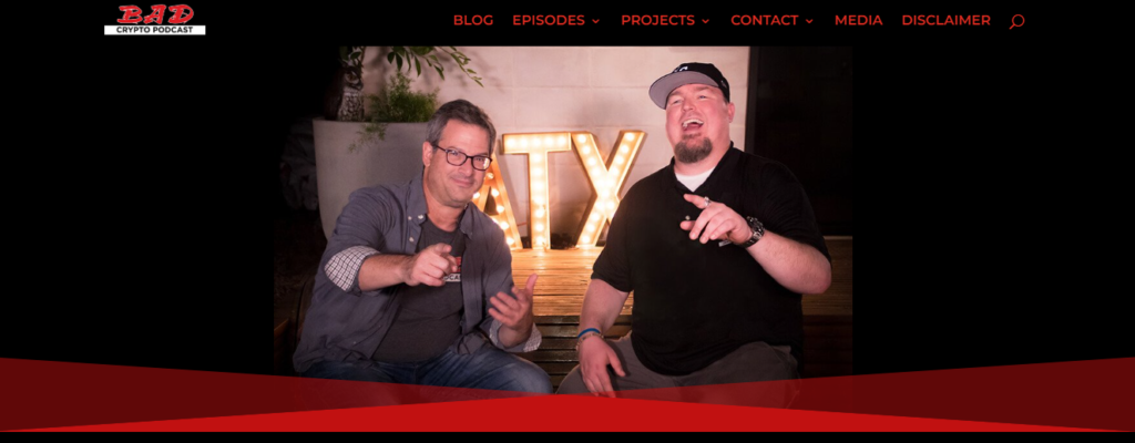The bad crypto podcast homepage interface