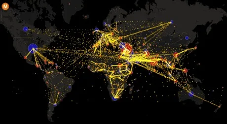 A GIF showing the vastness and interconnectedness of crypto networks around the world.