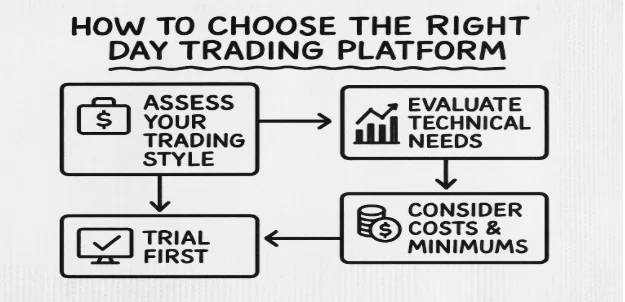 An infographic showing how to choose the right day trading platform