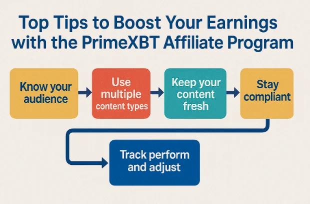 Image showing top tips on how to boost PrimeXBT Affiliate Earnings