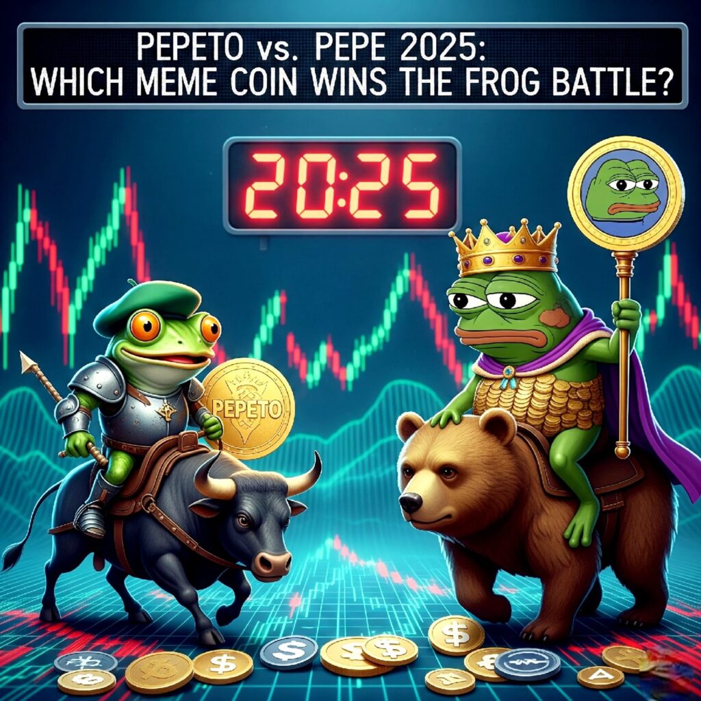 A graphic showing a showdown between Pepeto and PEPE