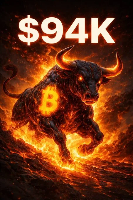 Bull image with $94K written on it