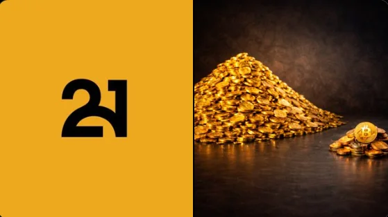 21shares logo and Gold and Bitcoin image