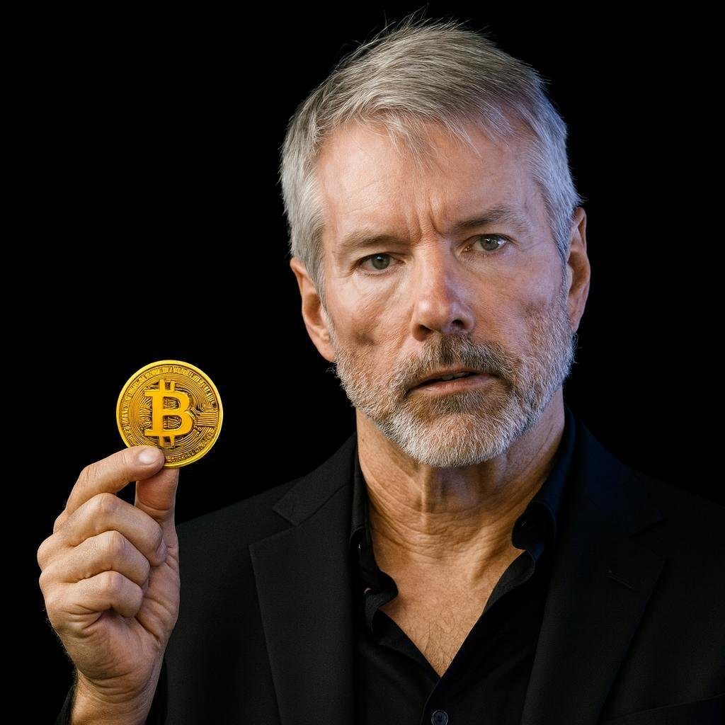 Michael Saylor holding Bitcoin