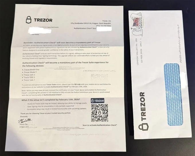  Letters impersonating Trezor