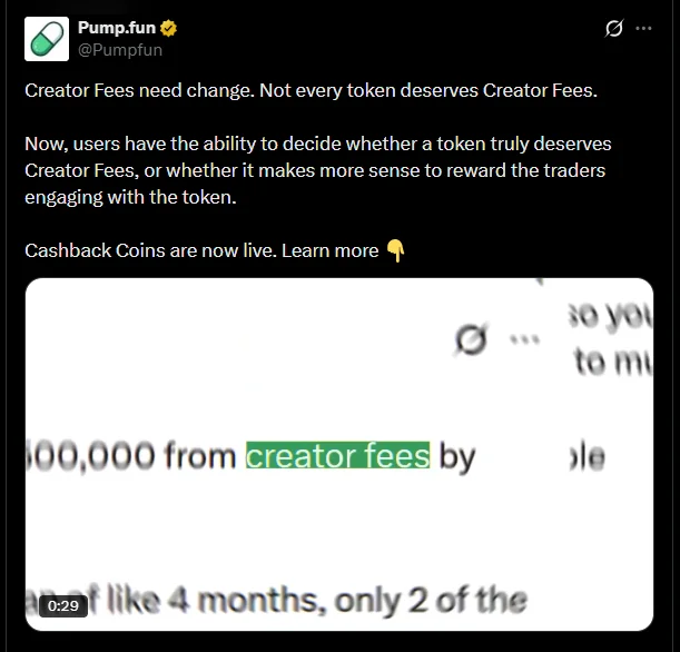 Pump.fun announcement on X