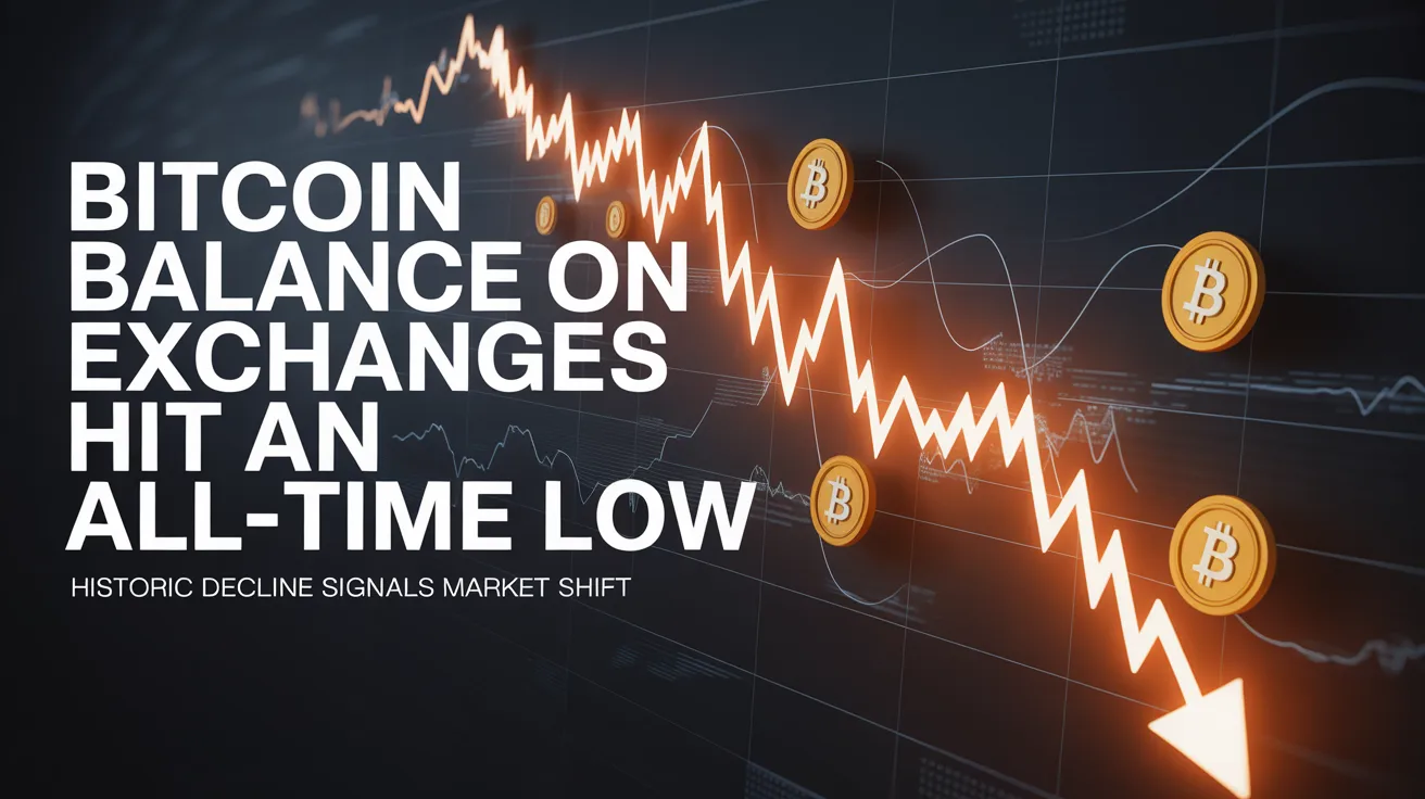 Image showing Bitcoin Balance on Exchanges Hit an All-Time Low with arrow down