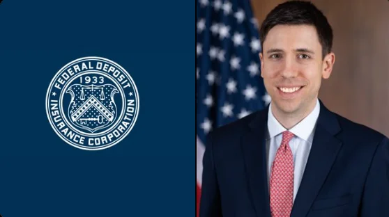 FDIC logo and Travis Hill image