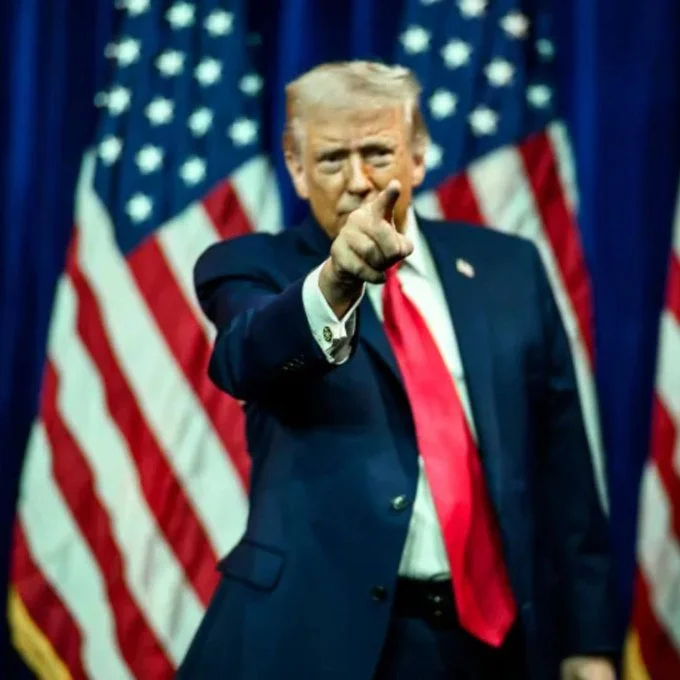 Donald Trump pointing a finger