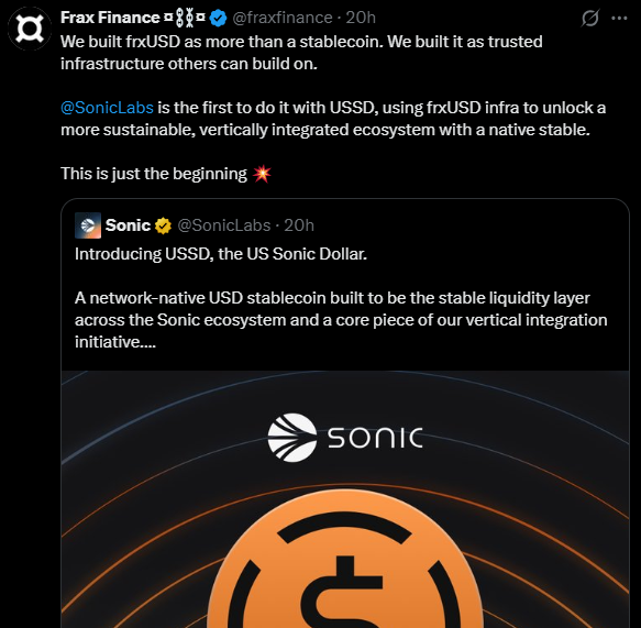 Frax Finance post on X