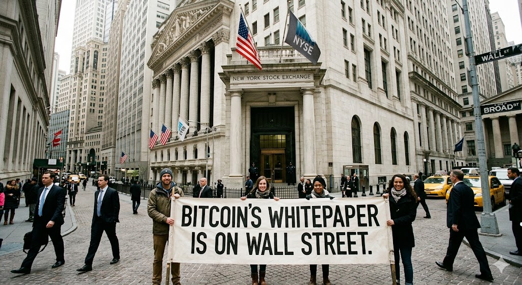 People holding banner with