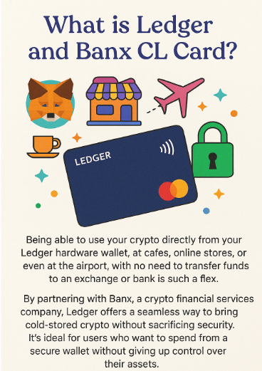 Ledger and Baanx CL card; An image explaining what the ledger and banx CL card is