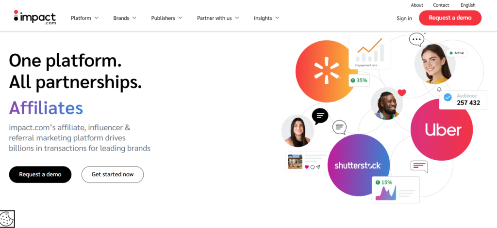 The homepage of referral marketing platform, Impact.com