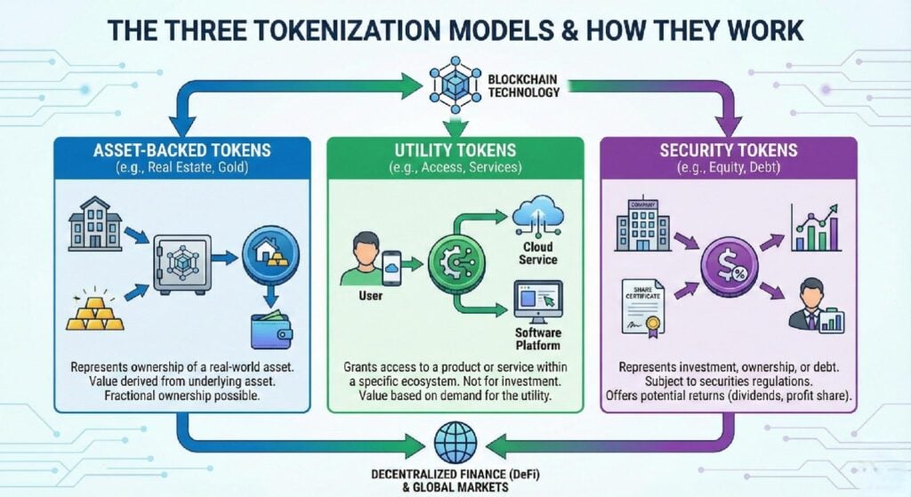 A pictorial representation of the three tokenization models