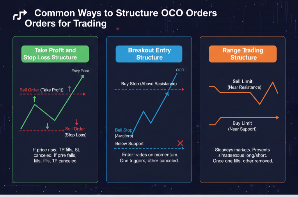 Diagram illustrating the common OCO trading structures