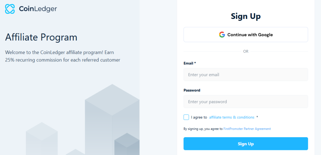 CoinLedger signup page