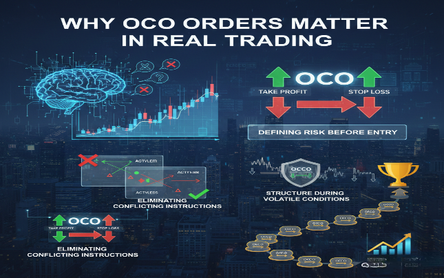 OCO orders importance in real trading infographic.