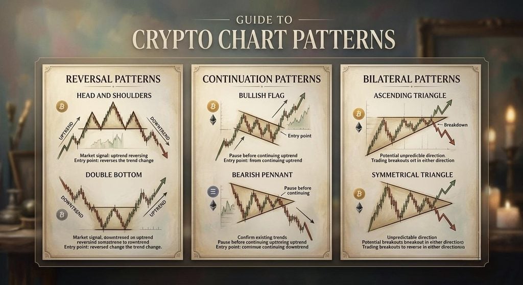 Three types of crypto chart patterns
