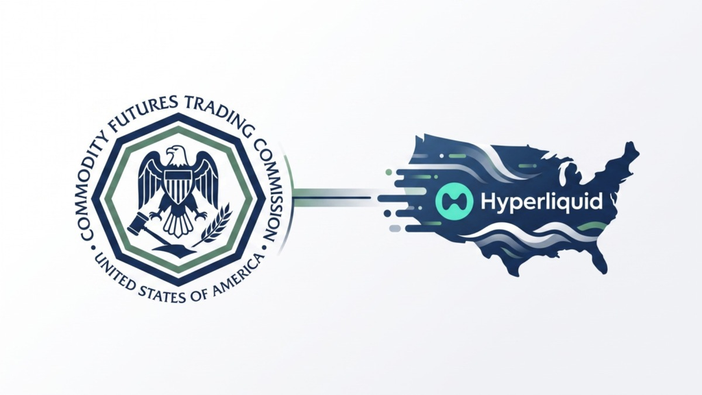 CFTC seal alongside the Hyperliquid logo over a U.S. map, representing potential U.S. regulatory involvement with Hyperliquid.