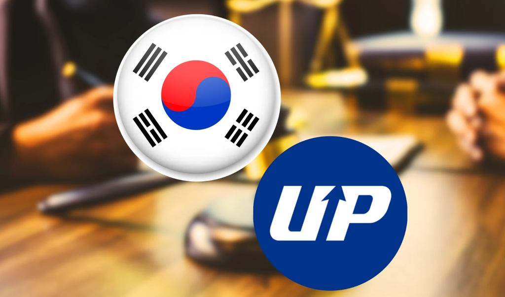 South Korean flag symbol alongside the Upbit cryptocurrency exchange logo, representing crypto regulation and trading in South Korea.