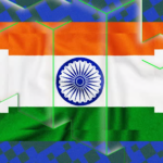 India Seeks Takedowns of 15 Crypto Platforms Over Aml Compliance Indian national flag displayed within a digital blockchain-themed graphic, representing India’s cryptocurrency and digital asset sector.