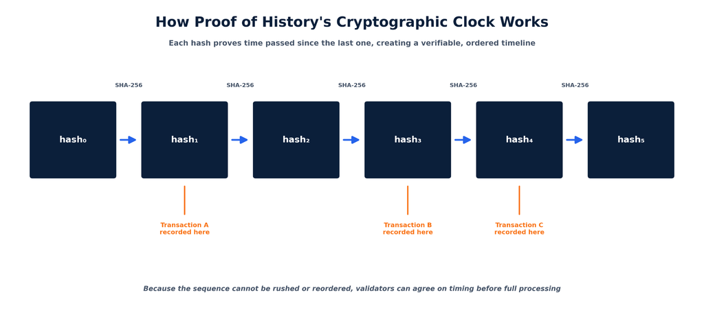 A five-stage horizontal diagram of the PBFT consensus protocol, showing a client request moving through pre-prepare, prepare, and commit voting rounds among known validators, ending in an immediate, final reply with no forks.